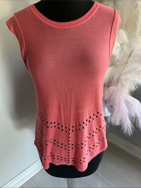 Express Coral Eyelet Sleeveless Knit Tank